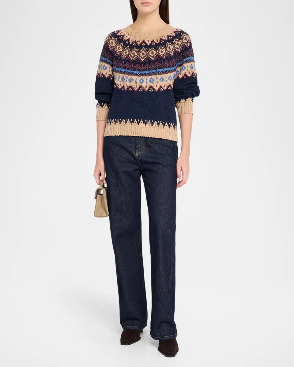 Autumn Cashmere Chunky Fair Isle Crewneck Sweater | Thumbnail 2 Autumn Cashmere Chunky Fair Isle Crewneck Sweater | Thumbnail 2