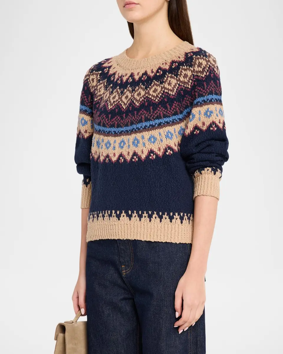 Autumn Cashmere Chunky Fair Isle Crewneck Sweater | Thumbnail 4 Autumn Cashmere Chunky Fair Isle Crewneck Sweater | Thumbnail 4
