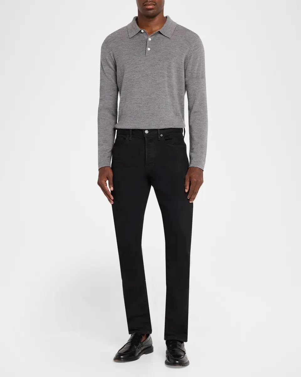 Simkhai Men's Reynolds Wool Long-Sleeve Polo Shirt | Thumbnail 2 Simkhai Men's Reynolds Wool Long-Sleeve Polo Shirt | Thumbnail 2