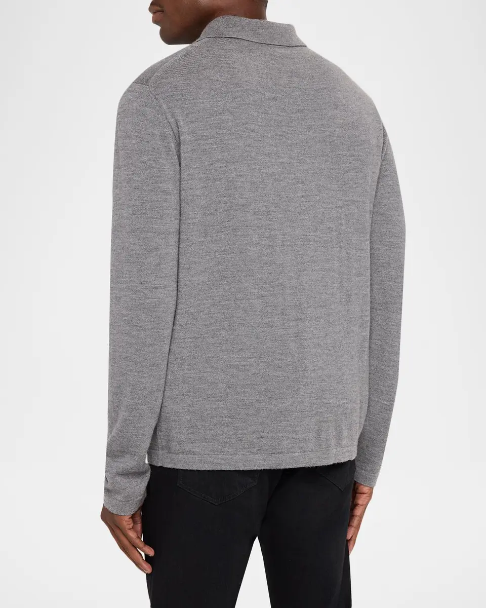 Simkhai Men's Reynolds Wool Long-Sleeve Polo Shirt | Thumbnail 3 Simkhai Men's Reynolds Wool Long-Sleeve Polo Shirt | Thumbnail 3