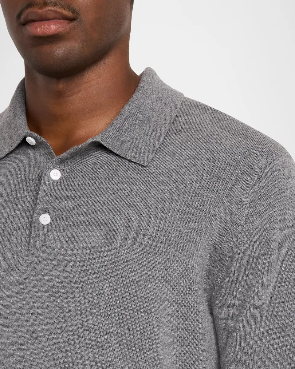 Simkhai Men's Reynolds Wool Long-Sleeve Polo Shirt | Thumbnail 5 Simkhai Men's Reynolds Wool Long-Sleeve Polo Shirt | Thumbnail 5