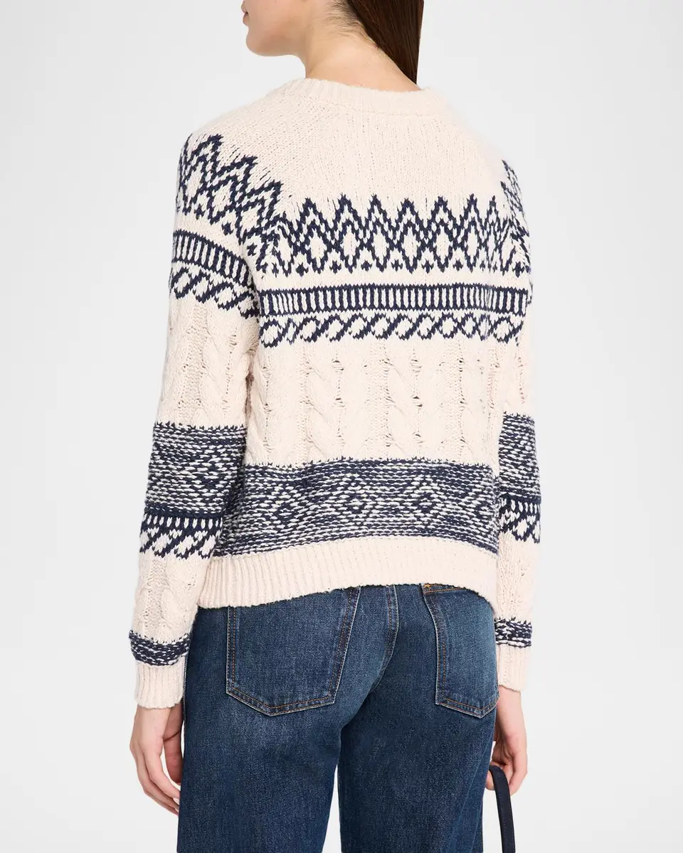 Autumn Cashmere Cable-Knit Fair Isle Cotton Sweater | Thumbnail 3 Autumn Cashmere Cable-Knit Fair Isle Cotton Sweater | Thumbnail 3