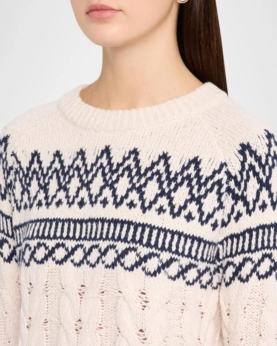 Autumn Cashmere Cable-Knit Fair Isle Cotton Sweater | Thumbnail 5 Autumn Cashmere Cable-Knit Fair Isle Cotton Sweater | Thumbnail 5