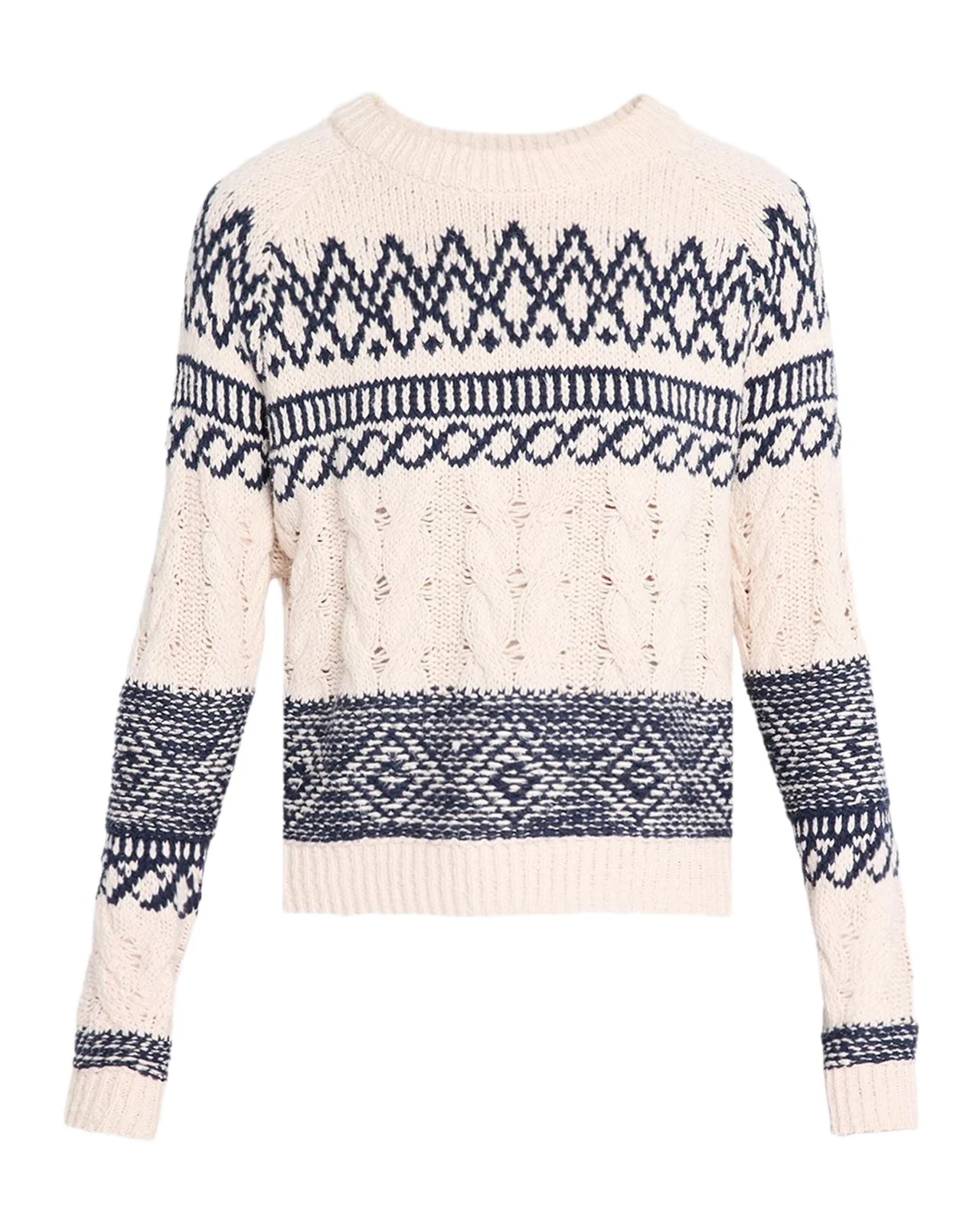 Cable-Knit Fair Isle Cotton Sweater Cable-Knit Fair Isle Cotton Sweater