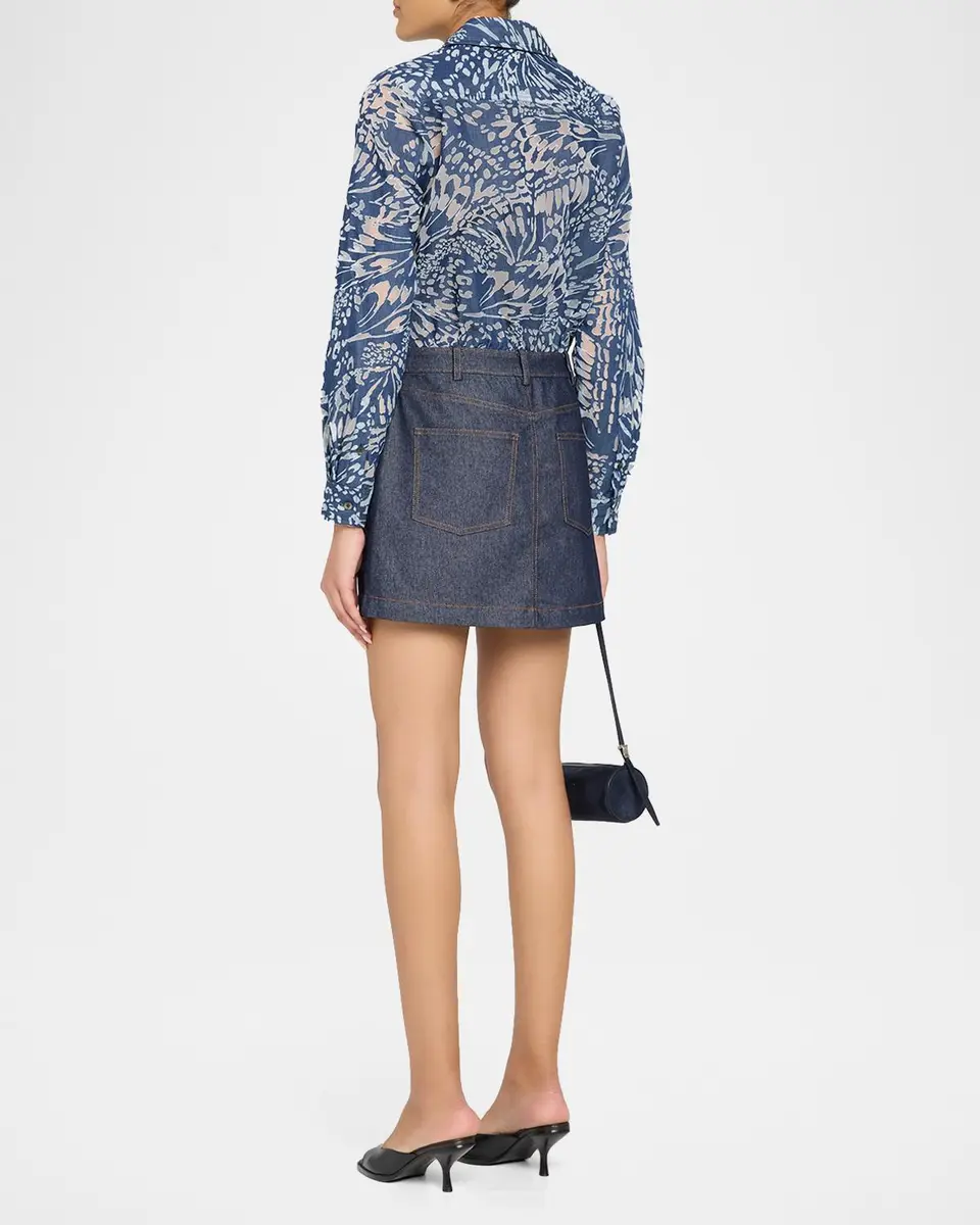 Ramy Brook June Butterfly Burnout & Denim Mini Dress | Thumbnail 3 Ramy Brook June Butterfly Burnout & Denim Mini Dress | Thumbnail 3