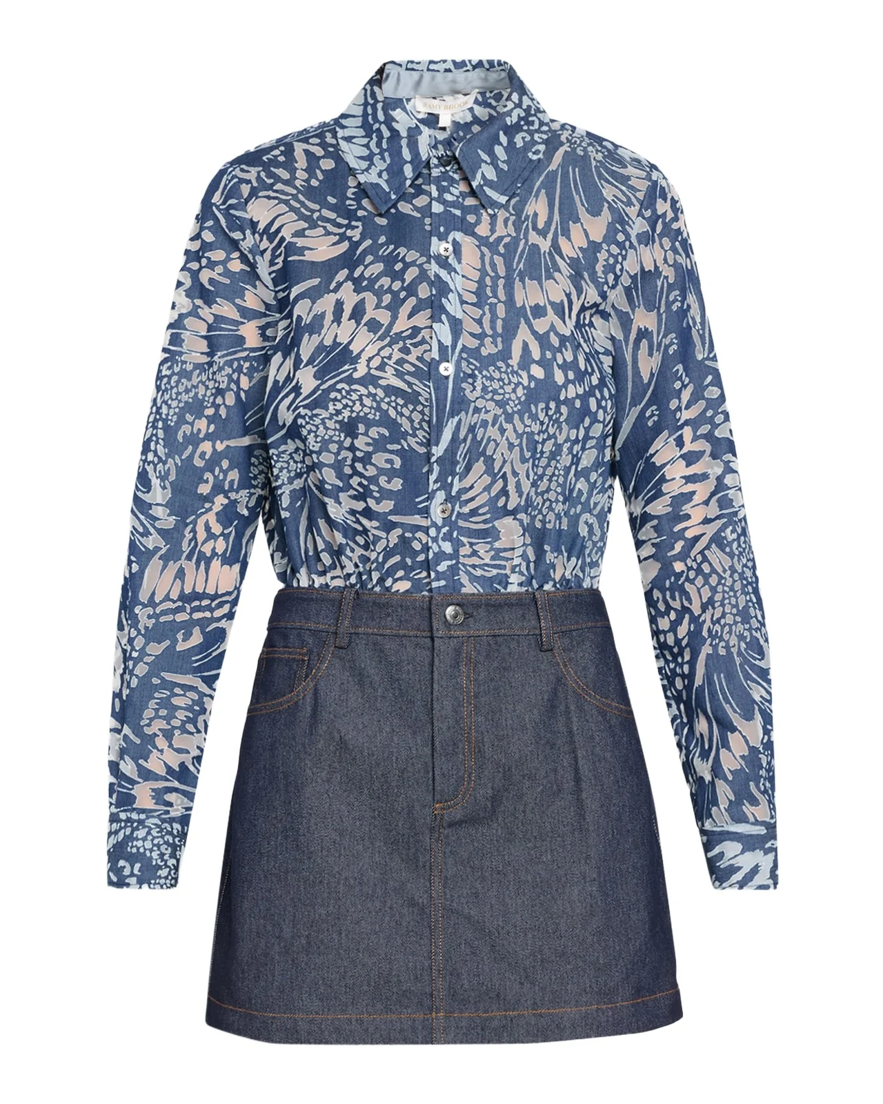 June Butterfly Burnout & Denim Mini Dress June Butterfly Burnout & Denim Mini Dress