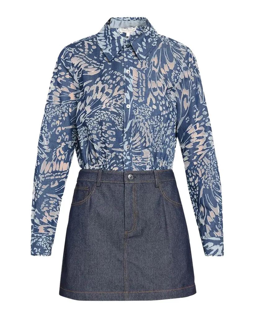 Ramy Brook June Butterfly Burnout & Denim Mini Dress | Image 1 Ramy Brook June Butterfly Burnout & Denim Mini Dress | Image 1
