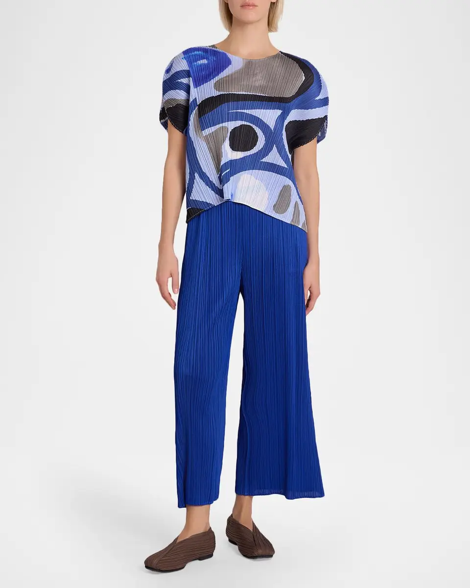 Issey Miyake Roll Printed Plisse Short-Sleeve Top | Thumbnail 2