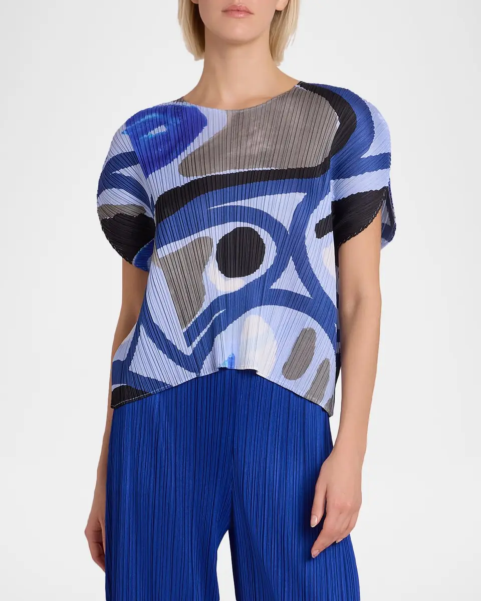 Issey Miyake Roll Printed Plisse Short-Sleeve Top | Thumbnail 4