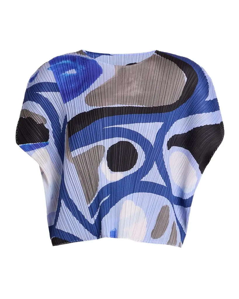 Issey Miyake Roll Printed Plisse Short-Sleeve Top | Image 1 Issey Miyake Roll Printed Plisse Short-Sleeve Top | Image 1