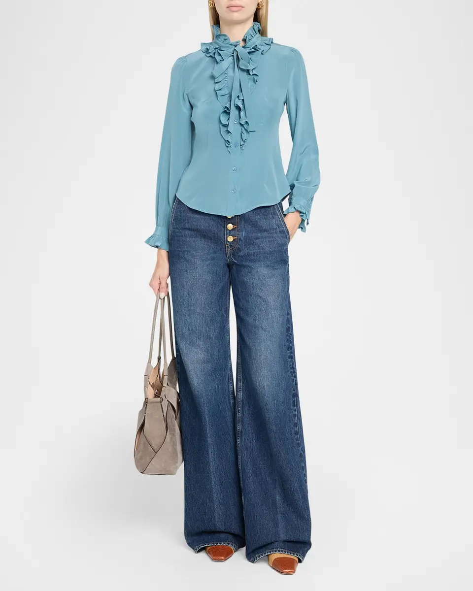 Ulla Johnson Catroux Silk Button-Front Blouse | Thumbnail 2