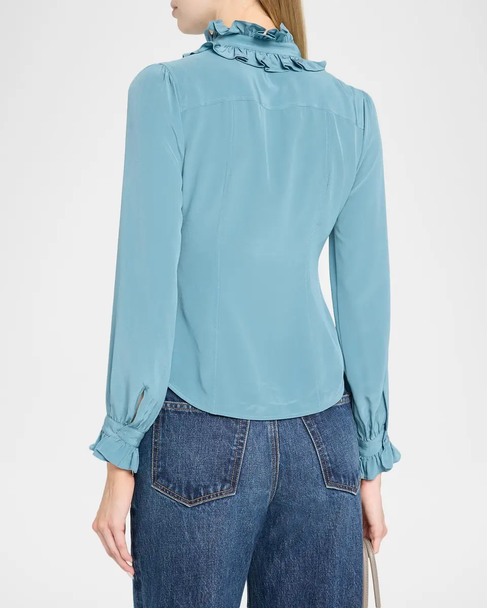 Ulla Johnson Catroux Silk Button-Front Blouse | Thumbnail 3