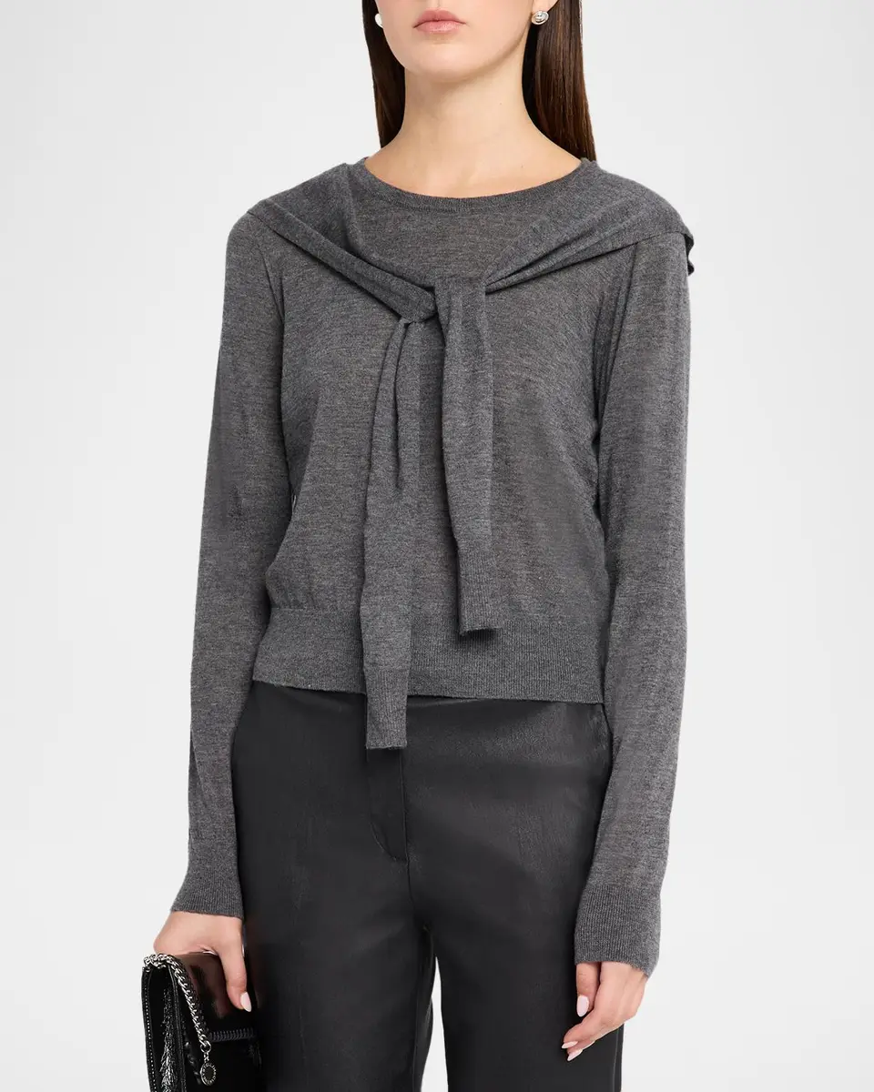 Autumn Cashmere Cashmere Draped Crewneck Sweater | Thumbnail 4 Autumn Cashmere Cashmere Draped Crewneck Sweater | Thumbnail 4