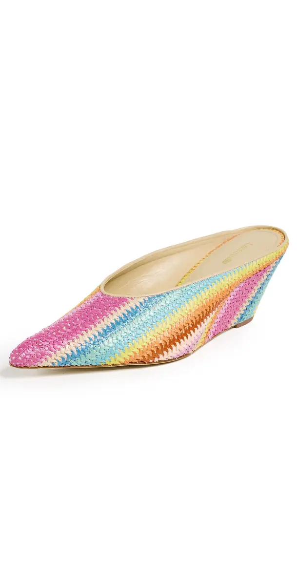 Larroudé Rainbow Raffia Mules Rainbow Raffia | Image 1 Larroudé Rainbow Raffia Mules Rainbow Raffia | Image 1