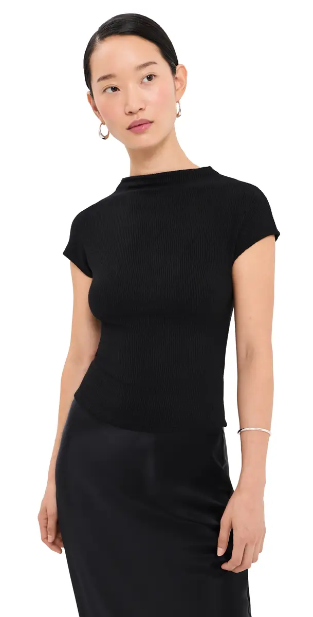 Sablyn Karlie lit Neck Tee Black | Image 1 Sablyn Karlie lit Neck Tee Black | Image 1