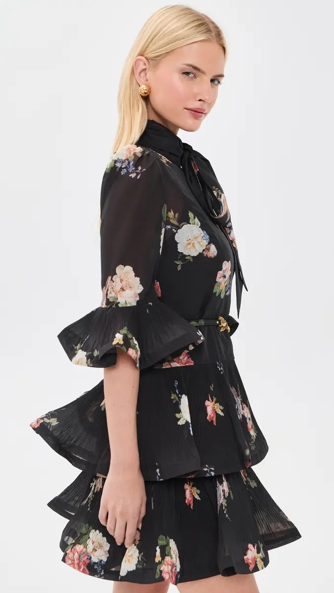 Zimmermann Pleated Sleeved Mini Dress | Thumbnail 4 Zimmermann Pleated Sleeved Mini Dress | Thumbnail 4