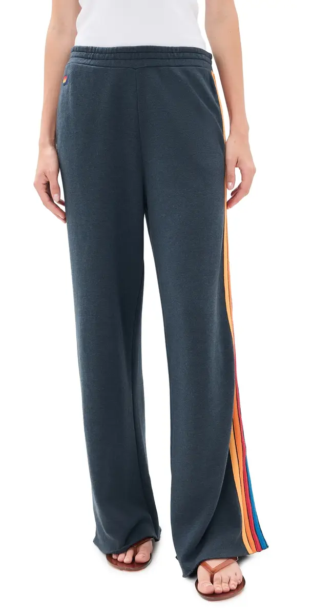 Aviator Nation 5 tripe Wide Leg weatpants Charcoal | Image 1 Aviator Nation 5 tripe Wide Leg weatpants Charcoal | Image 1