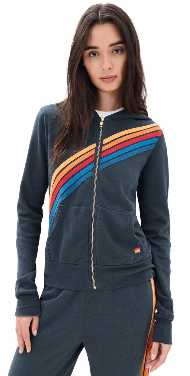 Aviator Nation Disco Zip Hoodie Charcoal | Image 1 Aviator Nation Disco Zip Hoodie Charcoal | Image 1