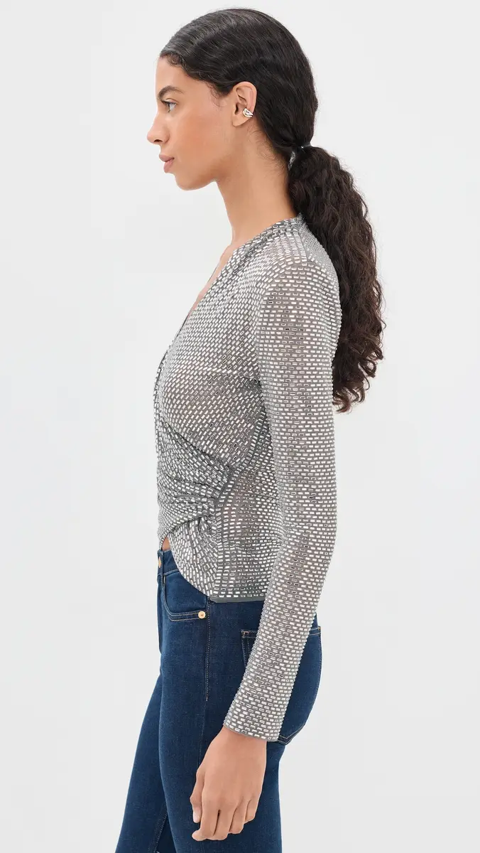 Self-Portrait Rhinestone Mesh Wrap Top | Thumbnail 4 Self-Portrait Rhinestone Mesh Wrap Top | Thumbnail 4