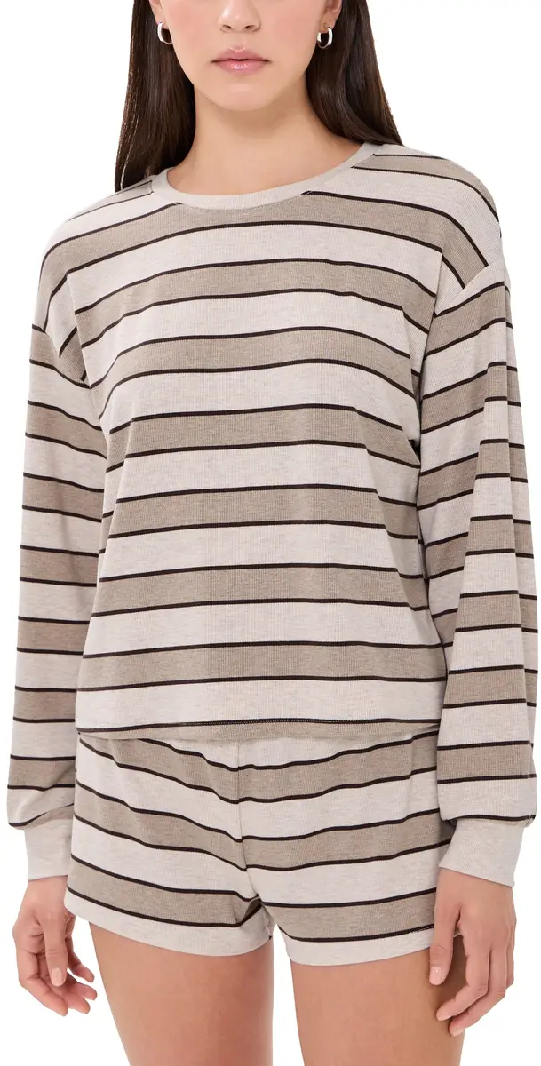 HONEYDEW Weekend Snooze Set Coffee Stripe | Image 1 HONEYDEW Weekend Snooze Set Coffee Stripe | Image 1
