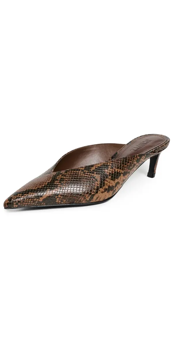 Schutz Loren Mid Mule Kitten Heels Pecan Brown | Image 1 Schutz Loren Mid Mule Kitten Heels Pecan Brown | Image 1