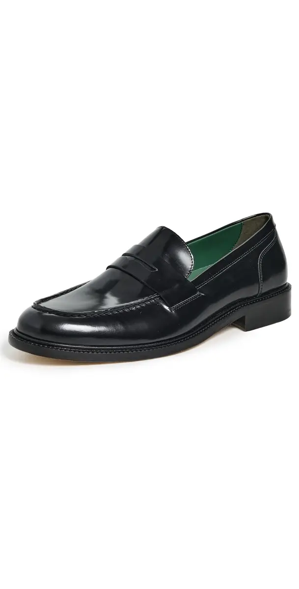 Vinny's Townee Penny Loafers Black Polido Leather | Image 1 Vinny's Townee Penny Loafers Black Polido Leather | Image 1