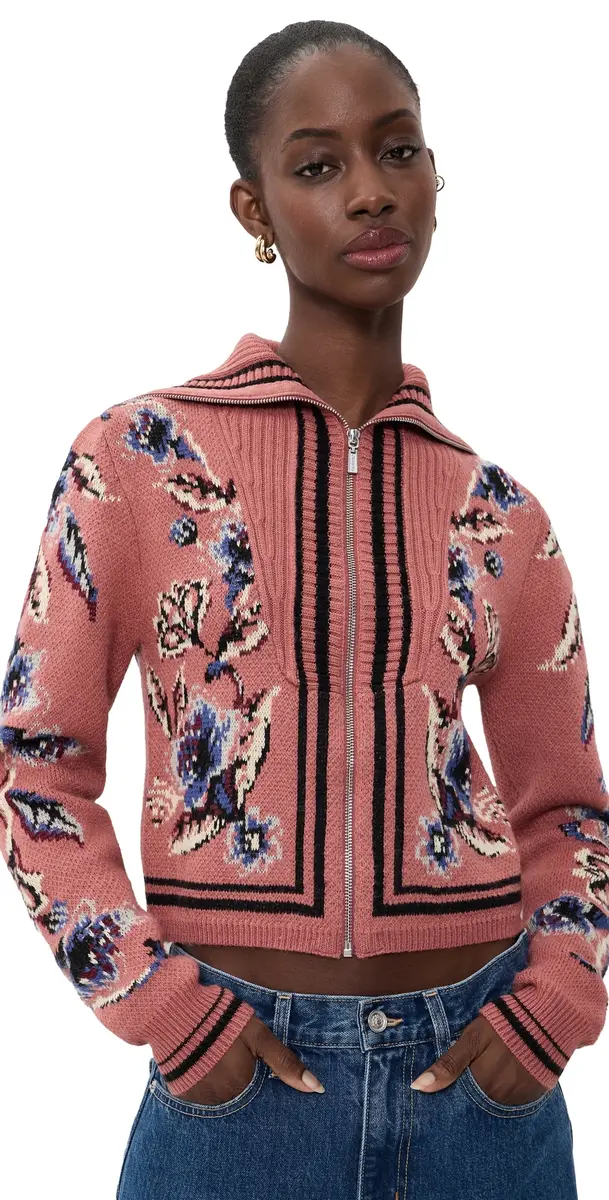 FARM Rio Floral Beauty Tapestry Knit Cardigan Floral Tapestry Blush Pink | Image 1 FARM Rio Floral Beauty Tapestry Knit Cardigan Floral Tapestry Blush Pink | Image 1