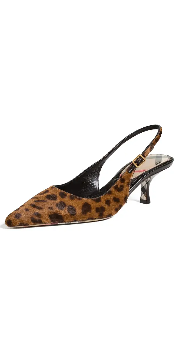 Burberry Fur Dame Slingback Kitten Heels 55 Leopard/Black | Image 1 Burberry Fur Dame Slingback Kitten Heels 55 Leopard/Black | Image 1