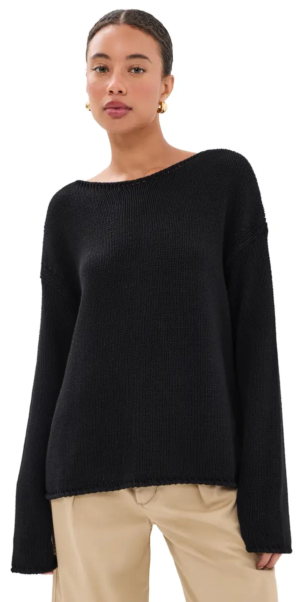 Another Tomorrow Draped Knit Sweater Black | Image 1 Another Tomorrow Draped Knit Sweater Black | Image 1