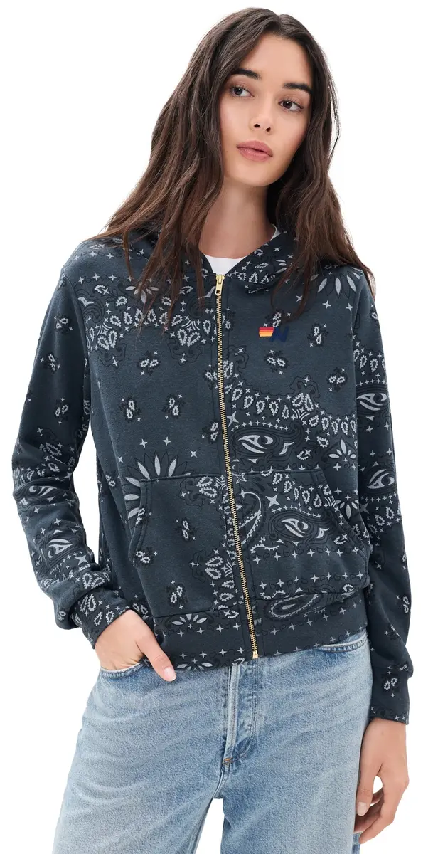 Aviator Nation Bandana Hoodie Charcoal | Image 1 Aviator Nation Bandana Hoodie Charcoal | Image 1