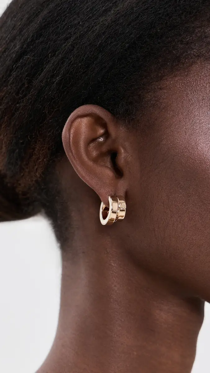Tory Burch Kira Enamel Double Hoop Earrings | Thumbnail 3 Tory Burch Kira Enamel Double Hoop Earrings | Thumbnail 3