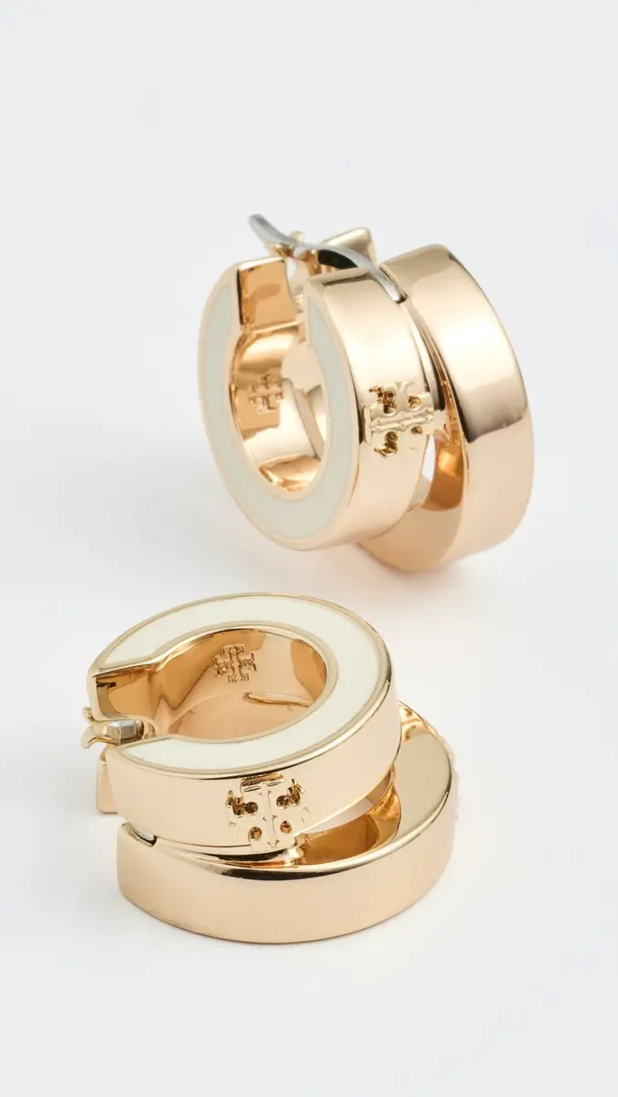 Tory Burch Kira Enamel Double Hoop Earrings | Thumbnail 4 Tory Burch Kira Enamel Double Hoop Earrings | Thumbnail 4