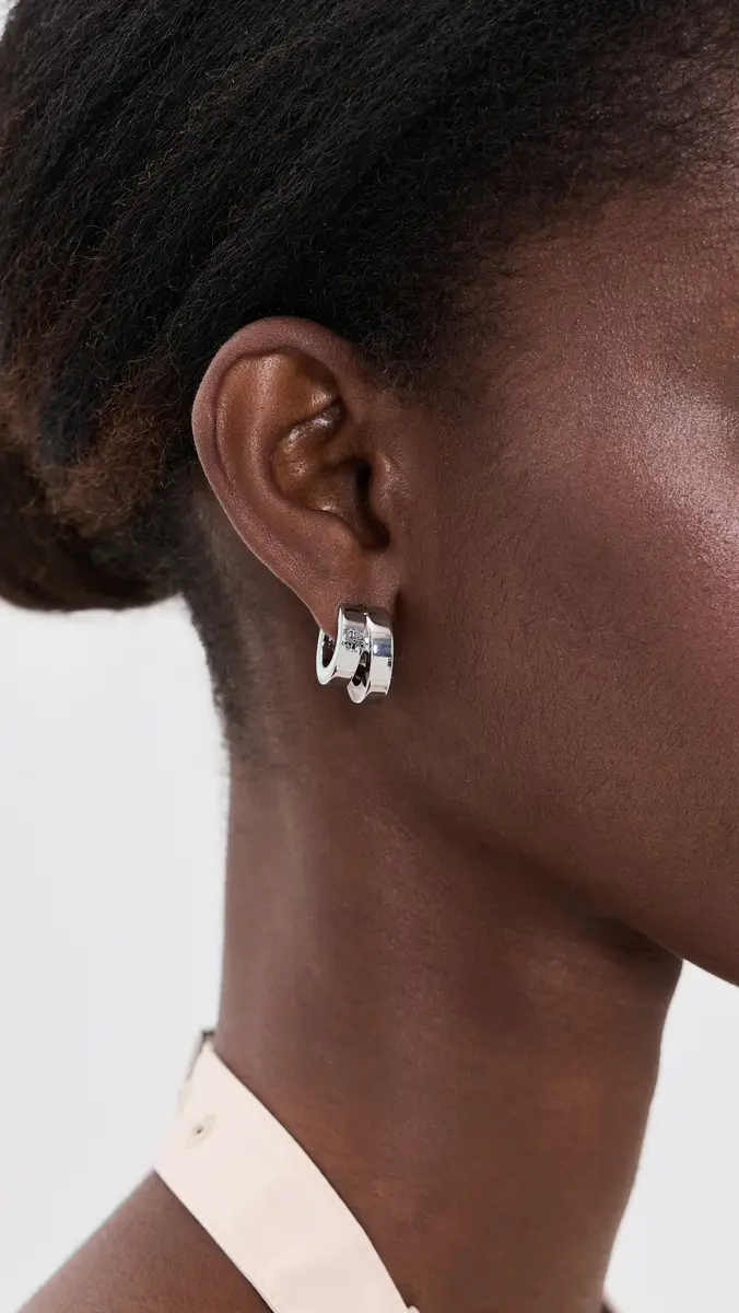 Tory Burch Kira Enamel Double Hoop Earrings | Thumbnail 3 Tory Burch Kira Enamel Double Hoop Earrings | Thumbnail 3