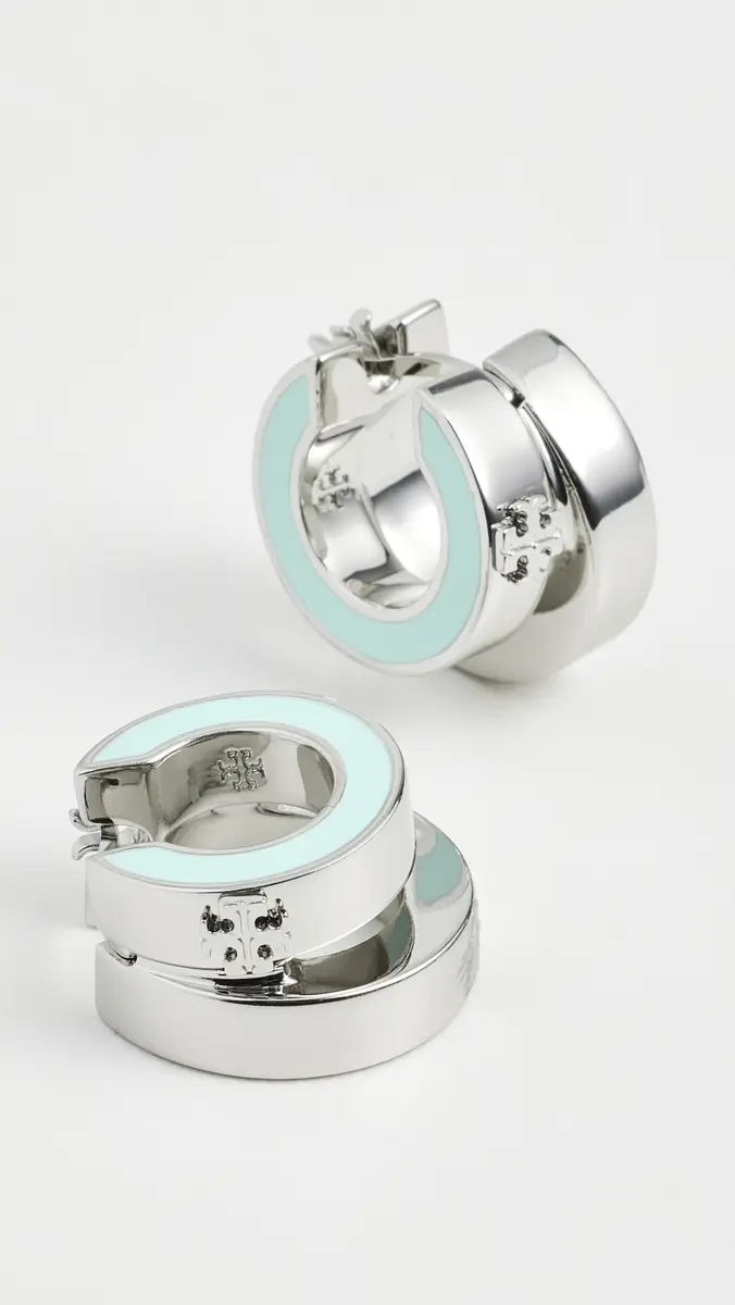 Tory Burch Kira Enamel Double Hoop Earrings | Thumbnail 4 Tory Burch Kira Enamel Double Hoop Earrings | Thumbnail 4