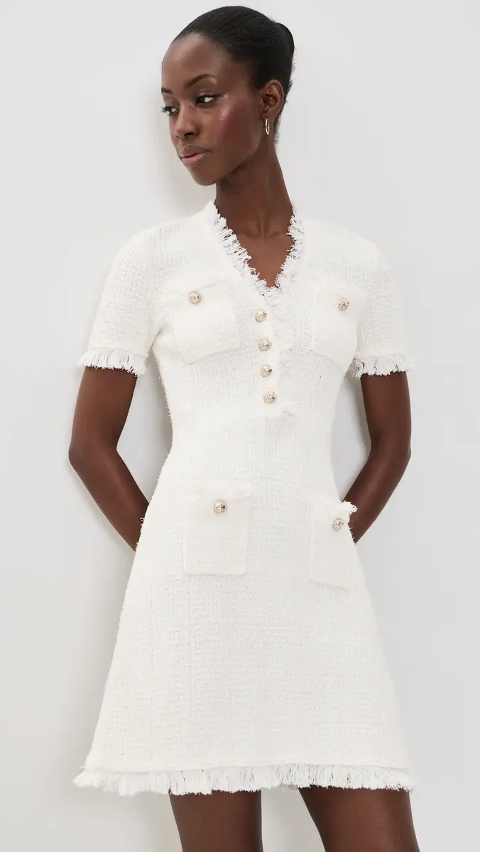 Self-Portrait Cream Textured Knit Mini Dress | Thumbnail 2 Self-Portrait Cream Textured Knit Mini Dress | Thumbnail 2