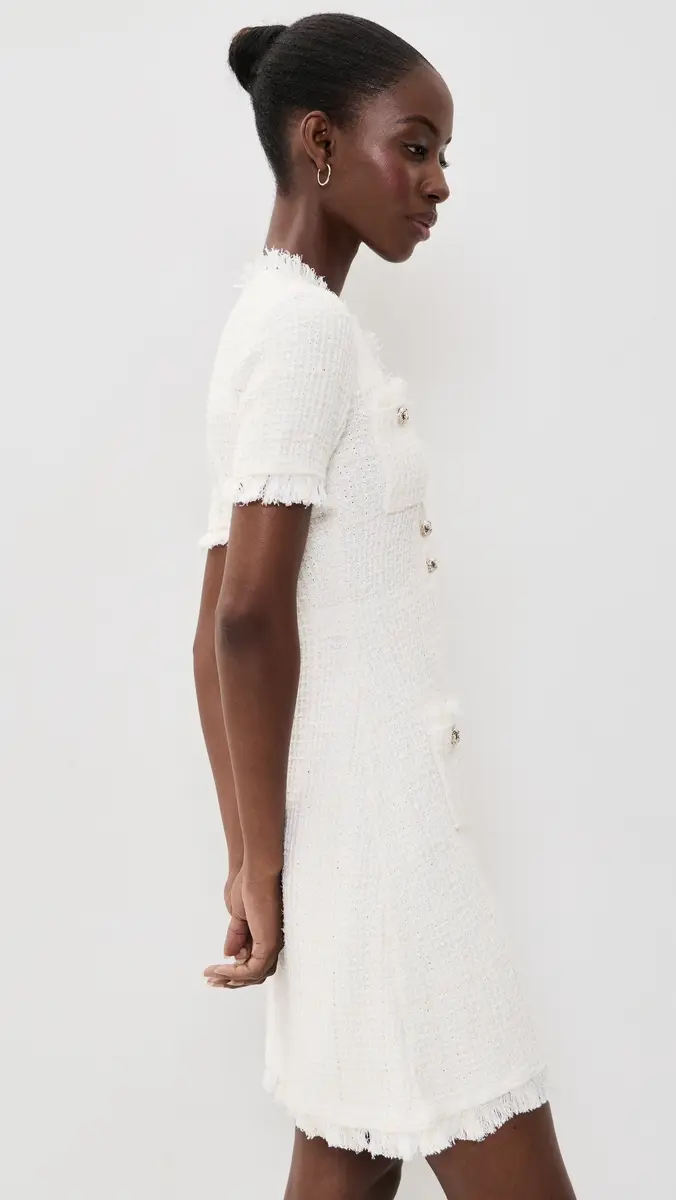 Self-Portrait Cream Textured Knit Mini Dress | Thumbnail 4 Self-Portrait Cream Textured Knit Mini Dress | Thumbnail 4