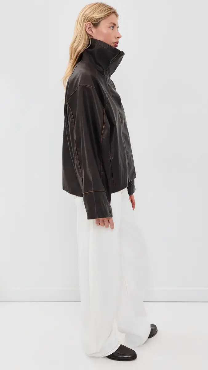 LIONESS Shoreline Funnel Faux Leather Jacket | Thumbnail 4 LIONESS Shoreline Funnel Faux Leather Jacket | Thumbnail 4