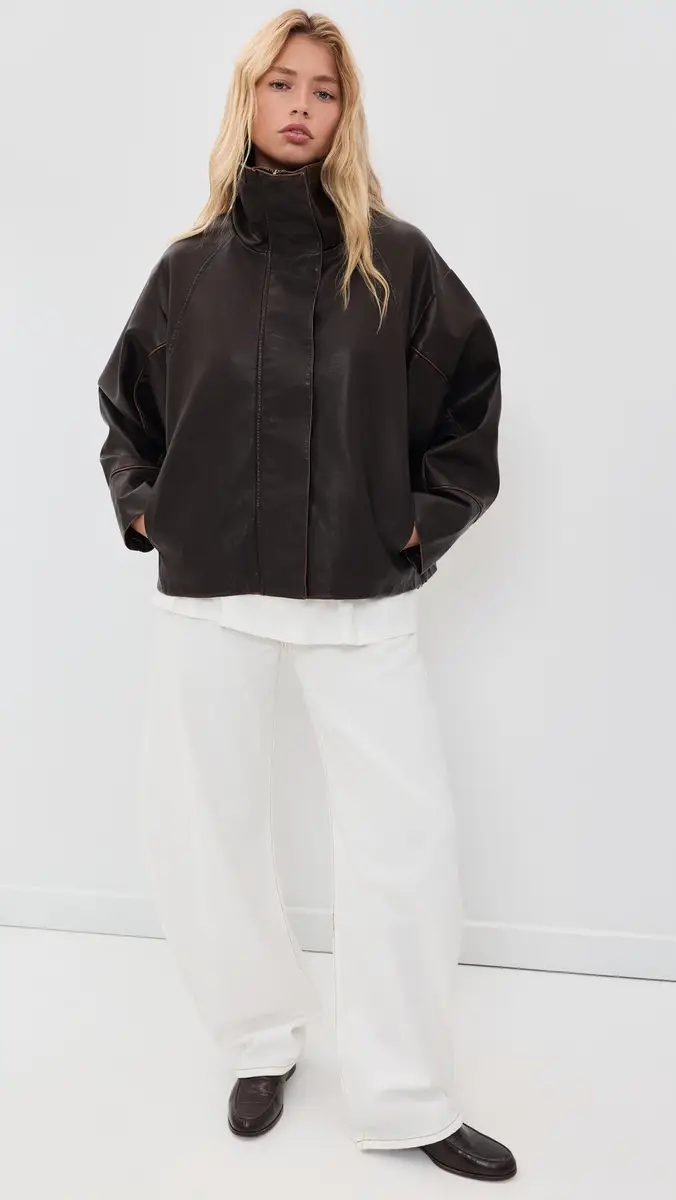 LIONESS Shoreline Funnel Faux Leather Jacket | Thumbnail 5 LIONESS Shoreline Funnel Faux Leather Jacket | Thumbnail 5