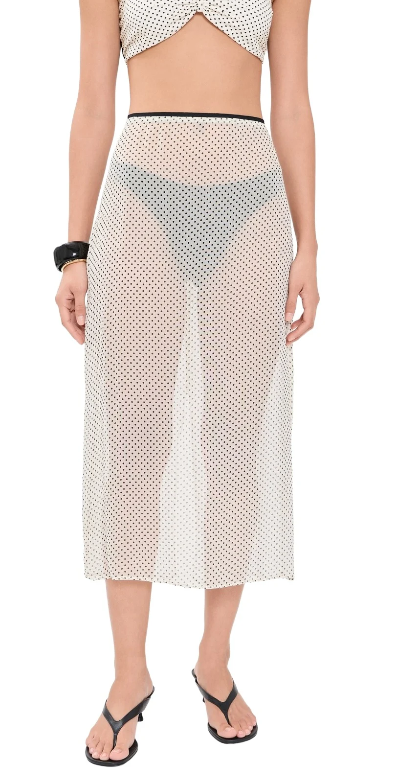 Hunza G Sheer Polka-Dot Coverup Skirt