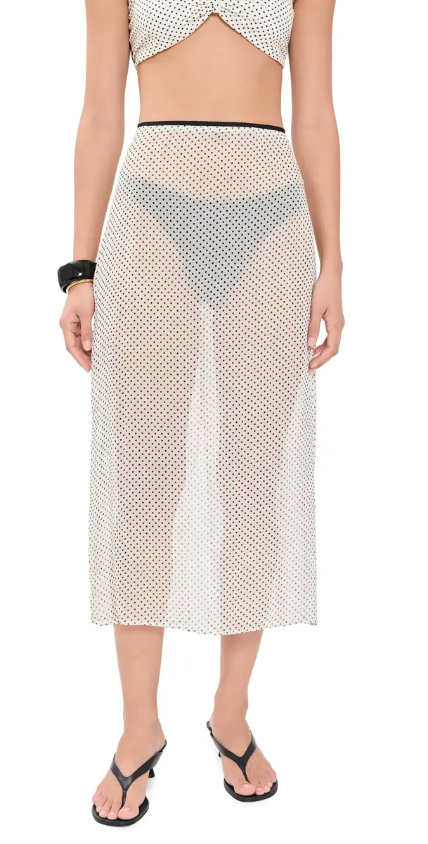 Hunza G heer Polka-Dot Skirt Vanilla Polka Dot Crepe | Image 1 Hunza G heer Polka-Dot Skirt Vanilla Polka Dot Crepe | Image 1
