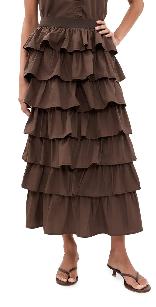 VRG GRL Thalia Midi Skirt Chocolate | Image 1 VRG GRL Thalia Midi Skirt Chocolate | Image 1