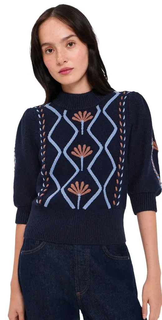 RAILS Addy Floral Pullover Floral Cables | Image 1 RAILS Addy Floral Pullover Floral Cables | Image 1