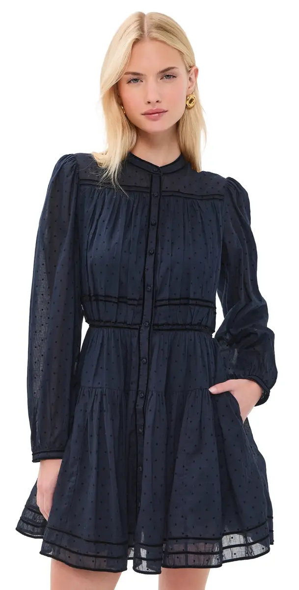 Ulla Johnson Lumi Long Sleeve Cotton Mini Dress Nightfall | Image 1 Ulla Johnson Lumi Long Sleeve Cotton Mini Dress Nightfall | Image 1