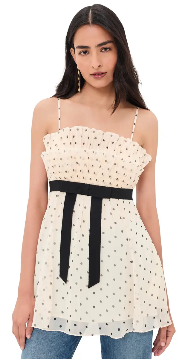 Zimmermann Pleated Frill Camisole Cream Dot | Image 1 Zimmermann Pleated Frill Camisole Cream Dot | Image 1