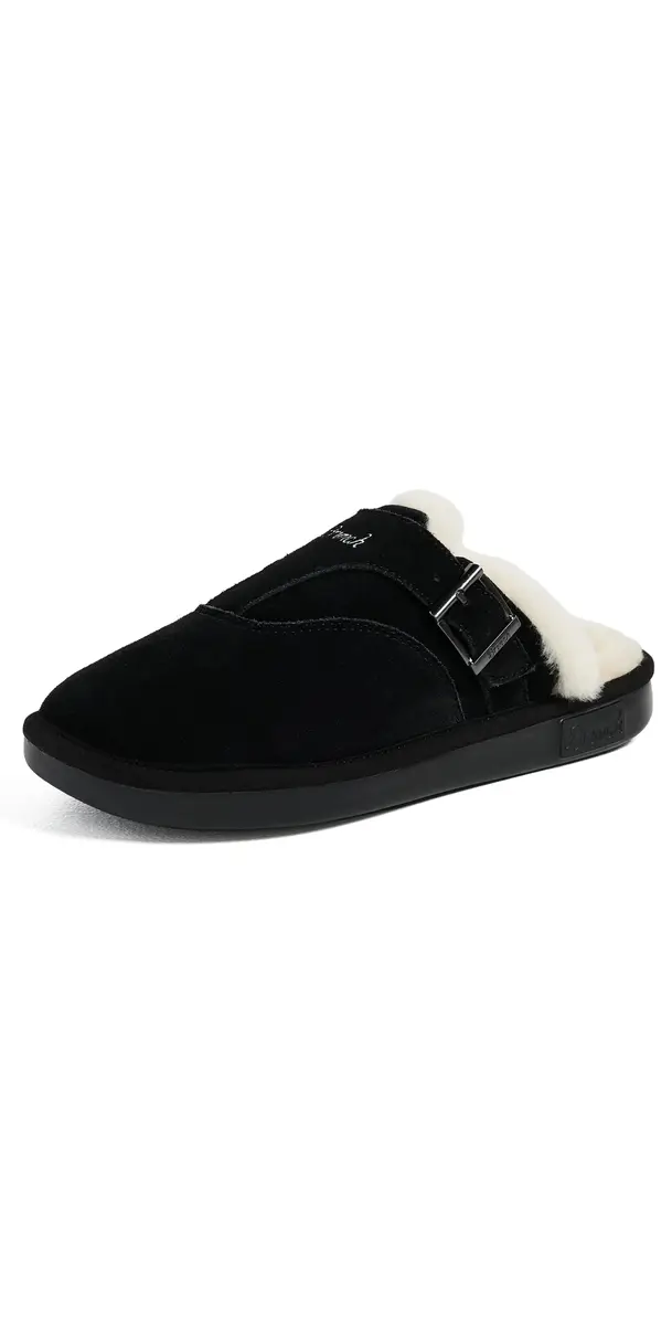 Brunch Amour Suede Shearling Slippers Black | Image 1 Brunch Amour Suede Shearling Slippers Black | Image 1
