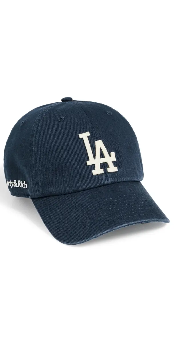 Sporty & Rich LA Hat Dark Navy White One Size | Image 1 Sporty & Rich LA Hat Dark Navy White One Size | Image 1