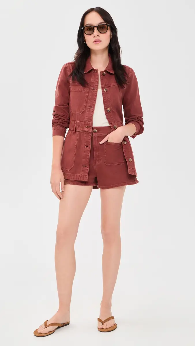 Veronica Beard Jean Elijah Shorts with Patch Pockets Rust | Thumbnail 5 Veronica Beard Jean Elijah Shorts with Patch Pockets Rust | Thumbnail 5