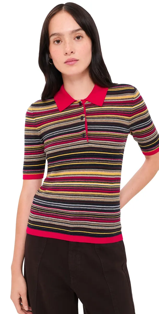 Pistola Ashlee Short Sleeve Polo Sweater Negroni tripe | Image 1 Pistola Ashlee Short Sleeve Polo Sweater Negroni tripe | Image 1