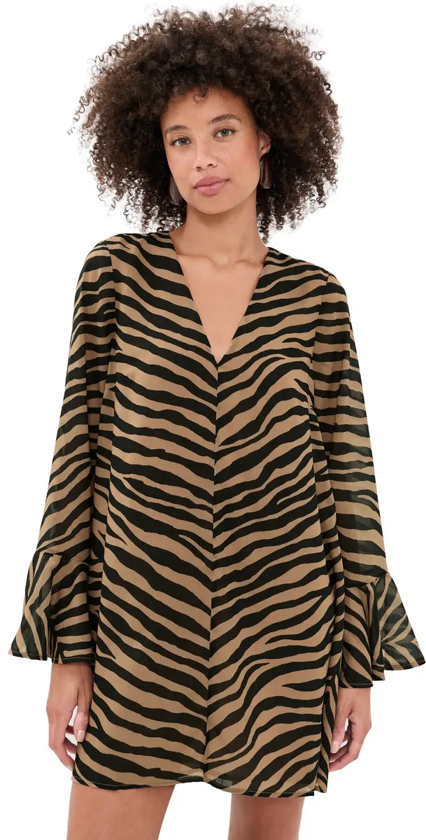 SIMONMILLER Marion Chiffon Dress Tiger tripe | Image 1 SIMONMILLER Marion Chiffon Dress Tiger tripe | Image 1