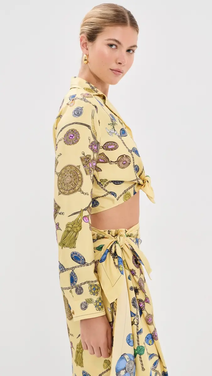 Versace Printed Crop Silk Twill Shirt | Thumbnail 4 Versace Printed Crop Silk Twill Shirt | Thumbnail 4